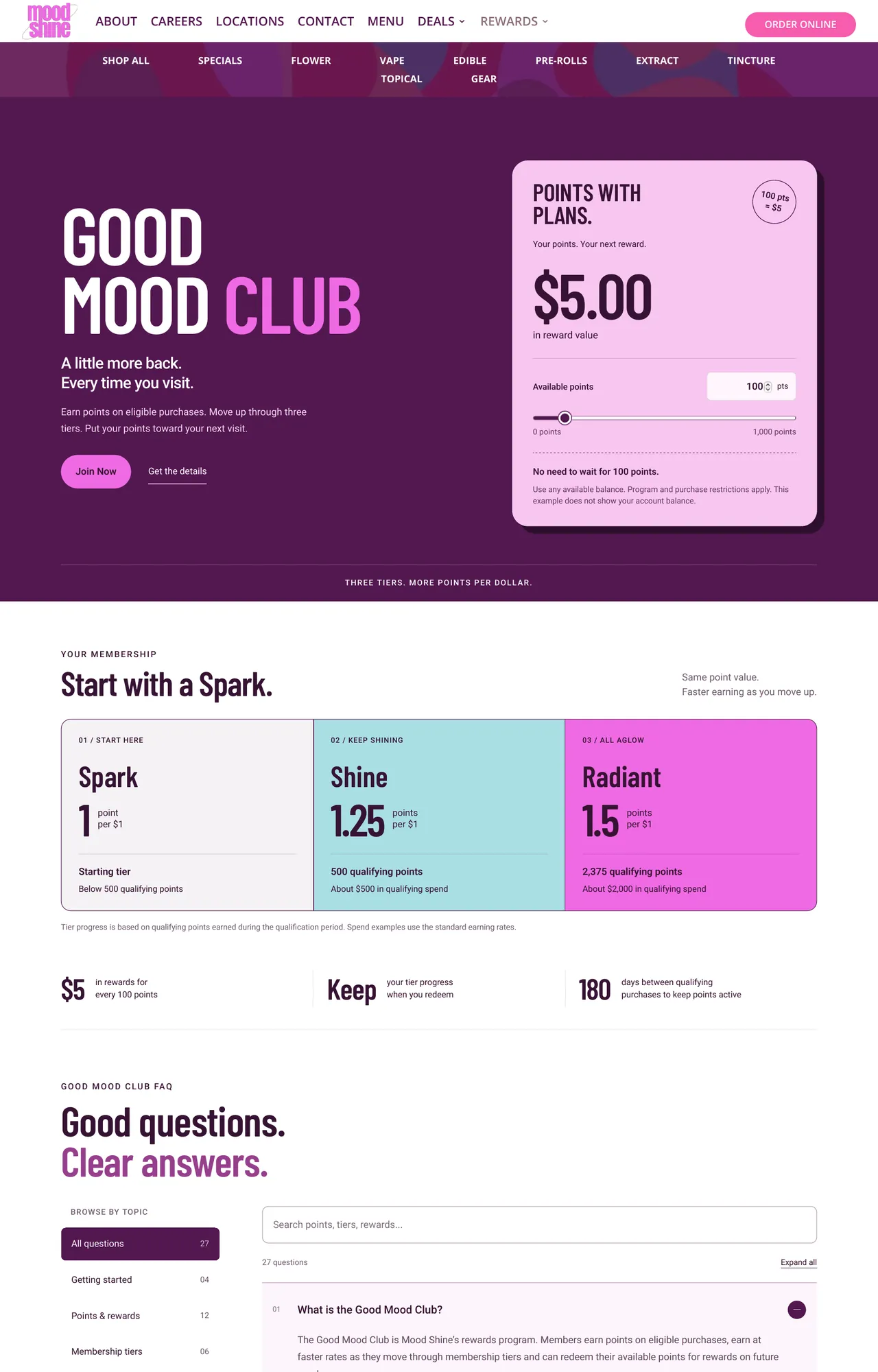 Mood Shine website design