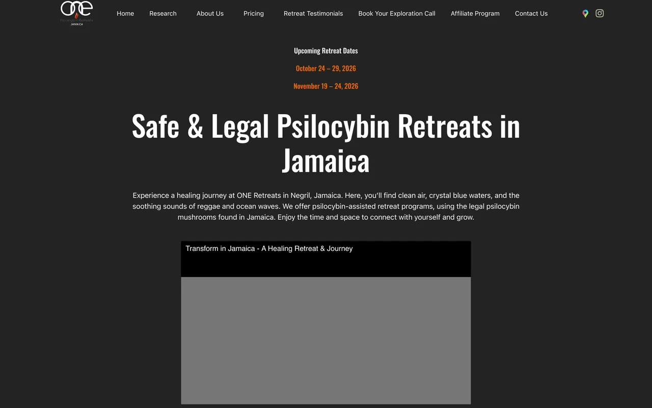 ONE Retreats website design